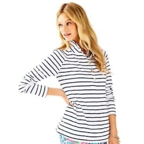 Lilly Pulitzer Tops - Lilly Pulitzer White and Navy Striped Pullover Top